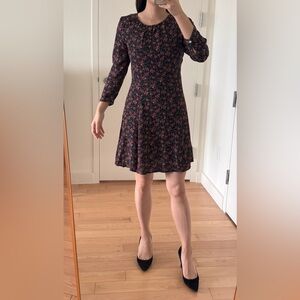 iBlues (Max Mara Group) Floral Dress, Italian Brand, Deep Navy and Burgundy - XS